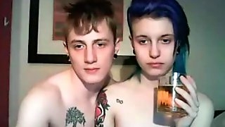 Horny teenage couple shagging on webcam