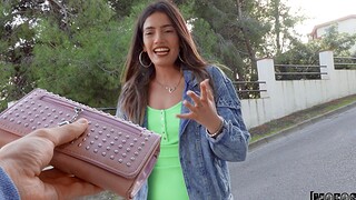 POV outdoors video be proper of sexy Latina Penelope Cross rewarding a foreigner