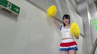 AJapanese cheerleader strips relating to and sucks a delicious cock
